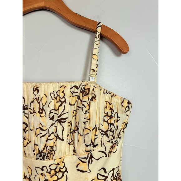 LOFT Yellow Strapless Fit & Flare MIDI Floral Dress, Removable Straps SZ 4 Small - Picture 4 of 16